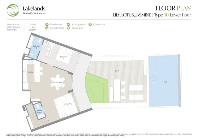 Waterside Residences Laguna Lakelands — 3 спальни · 3D · 260 м² · два уровня, Банг Тао и Лагуна, Пхукет