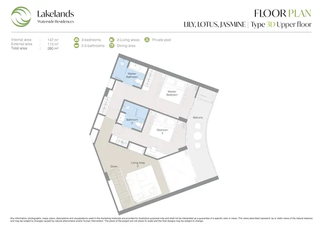 Waterside Residences Laguna Lakelands — 3 спальни · 3D · 260 м², Банг Тао и Лагуна, Пхукет