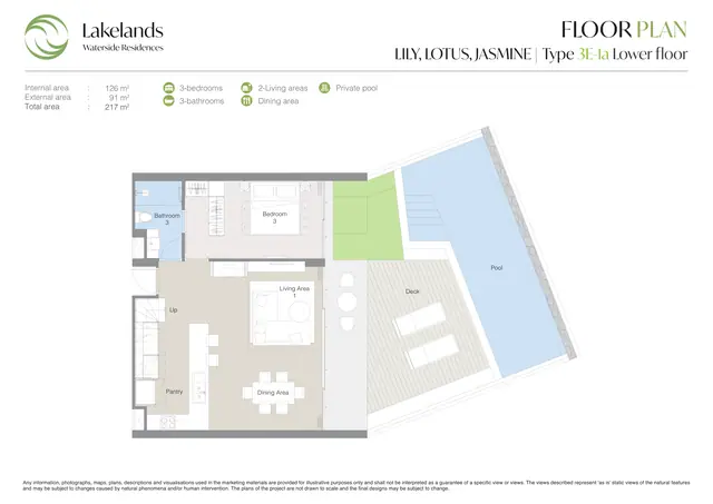 Waterside Residences Laguna Lakelands — 3 спальни · 3E · 217 м² · два уровня, Банг Тао и Лагуна, Пхукет