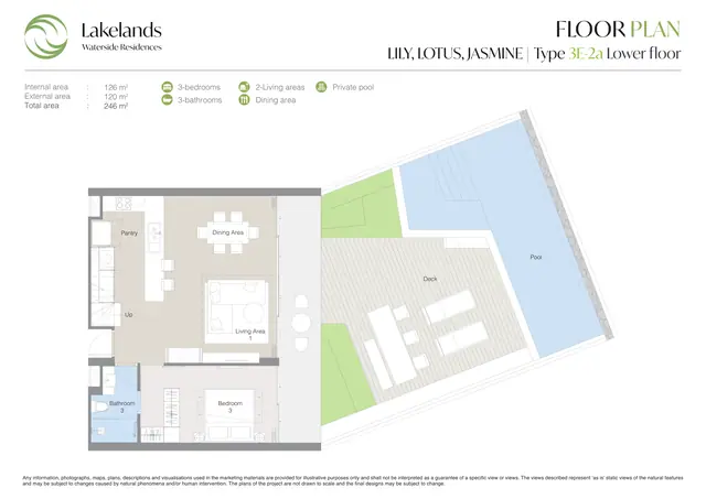 Waterside Residences Laguna Lakelands — 3 спальни · 3E · 246 м² · два уровня, Банг Тао и Лагуна, Пхукет