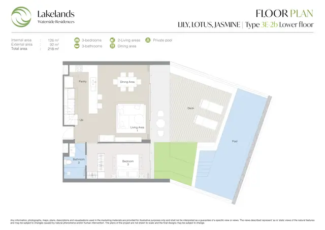 Waterside Residences Laguna Lakelands — 3 спальни · 3E · 218 м² · два уровня, Банг Тао и Лагуна, Пхукет