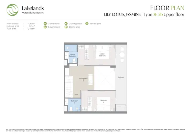 Waterside Residences Laguna Lakelands — 3 спальни · 3E · 218 м², Банг Тао и Лагуна, Пхукет