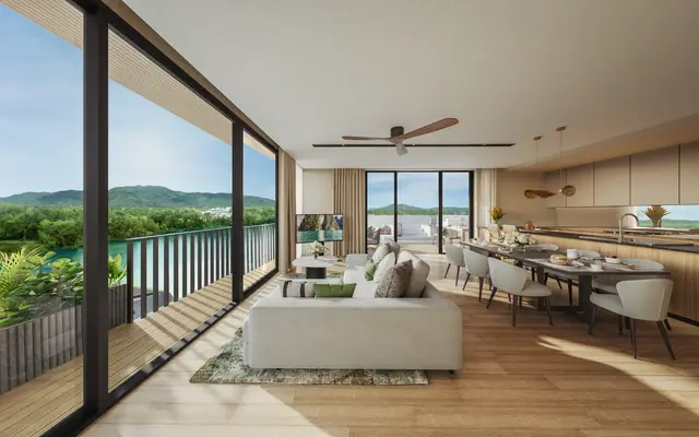 Waterside Residences Laguna Lakelands — Гостиная квартиры 3C, Банг Тао и Лагуна, Пхукет