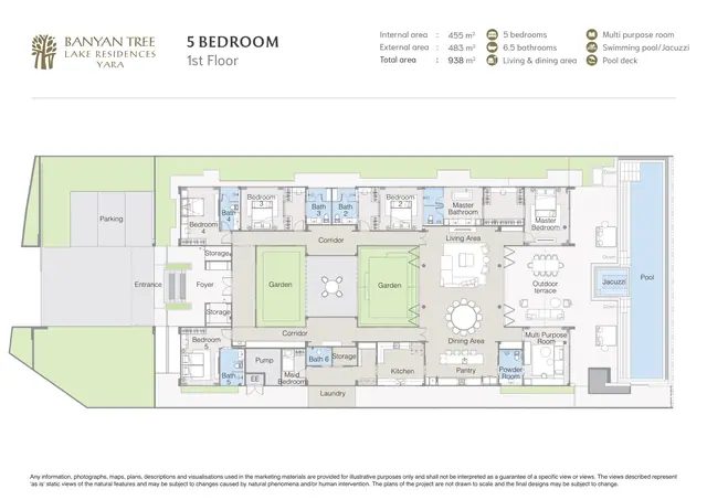 Yara Banyan Tree Lake Residences — 5 спален — 1-й этаж · 938 м² (455 внутр. + 483 внеш.), Банг Тао и Лагуна, Пхукет