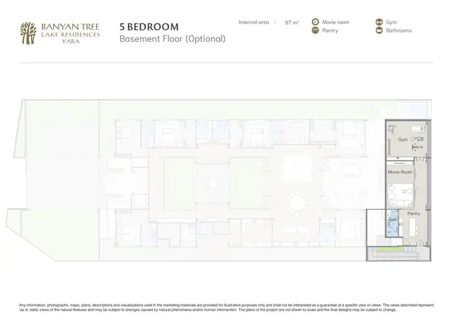 Yara Banyan Tree Lake Residences — 5 спален — цокольный этаж, опция · 97 м² (кинозал, спортзал), Банг Тао и Лагуна, Пхукет