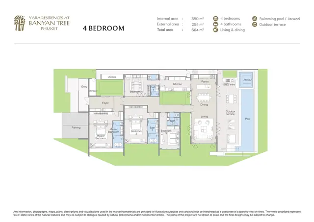 Yara Banyan Tree Lake Residences — 4 спальни · 604 м² (350 внутр. + 254 внеш.), Банг Тао и Лагуна, Пхукет