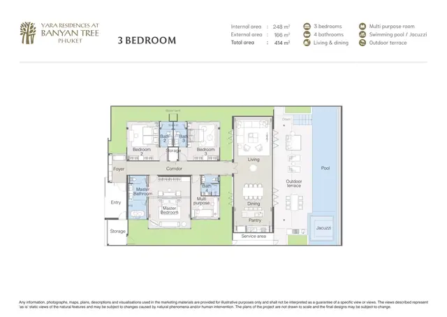 Yara Banyan Tree Lake Residences — 3 спальни · 414 м² (248 внутр. + 166 внеш.), Банг Тао и Лагуна, Пхукет